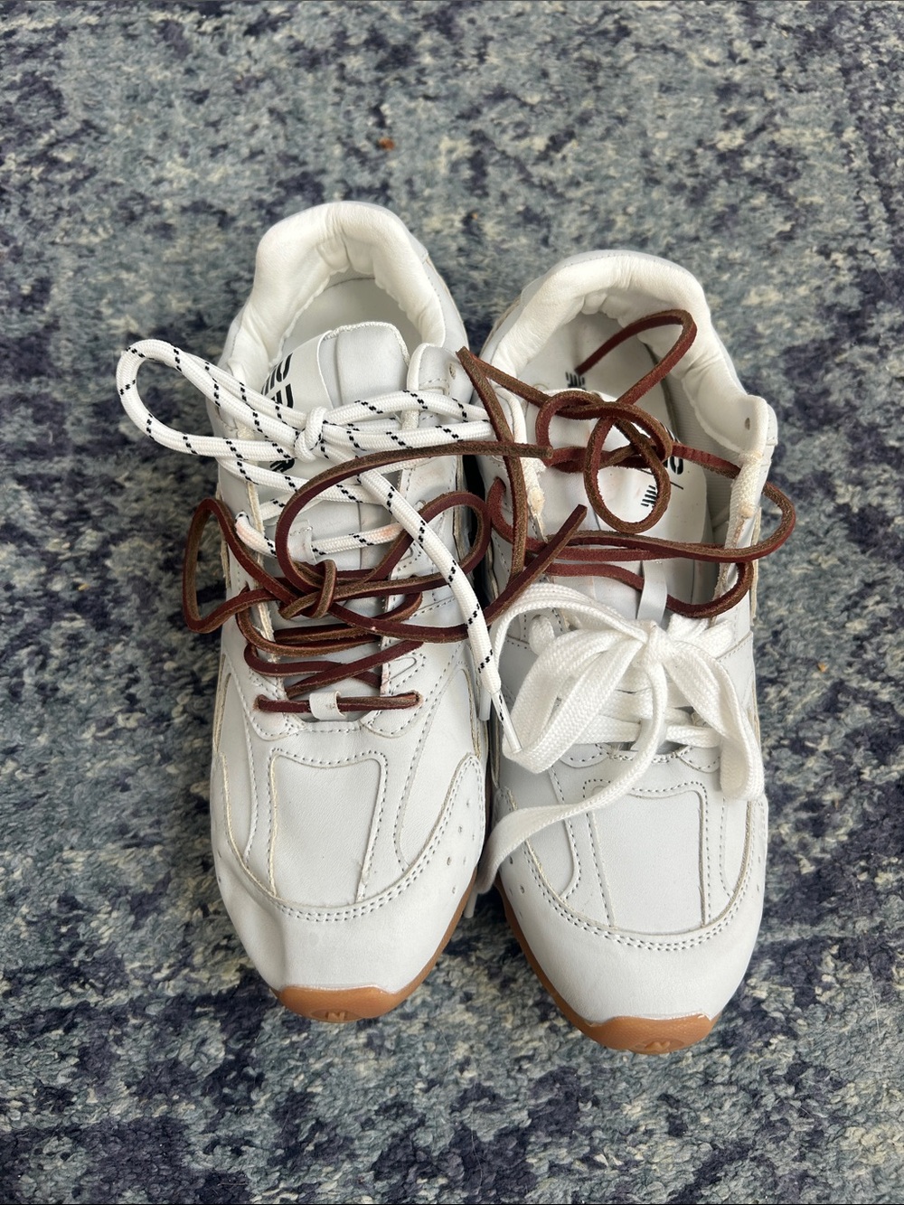 New Balance White Sneakers with Brown Accents